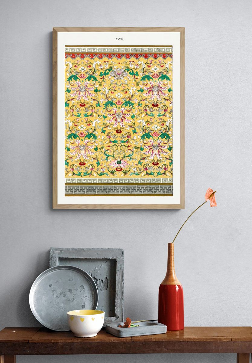 Floral Pattern Design — Vintage Print. — room view 3