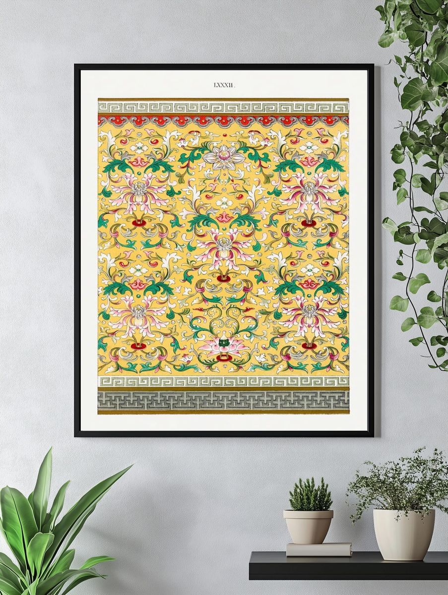 Floral Pattern Design — Vintage Print. — room view 4
