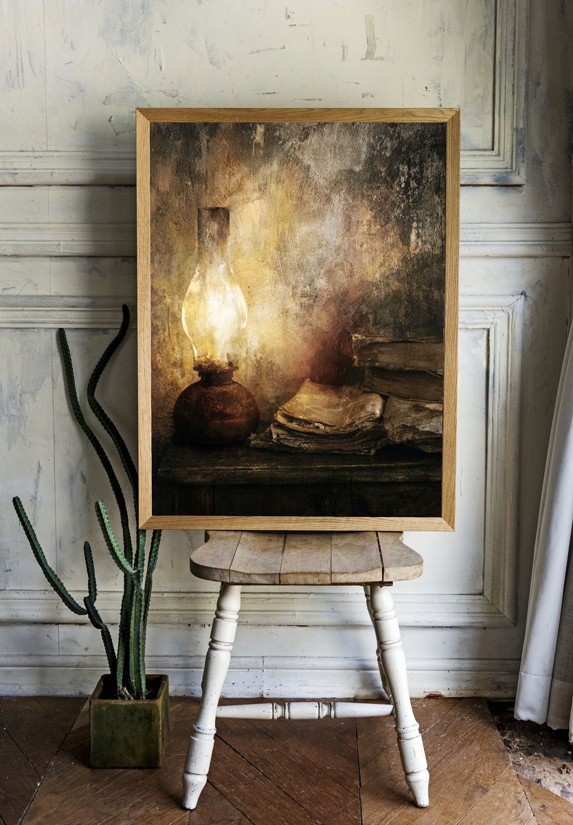 Oil Lamp Still Life Poster. room preview