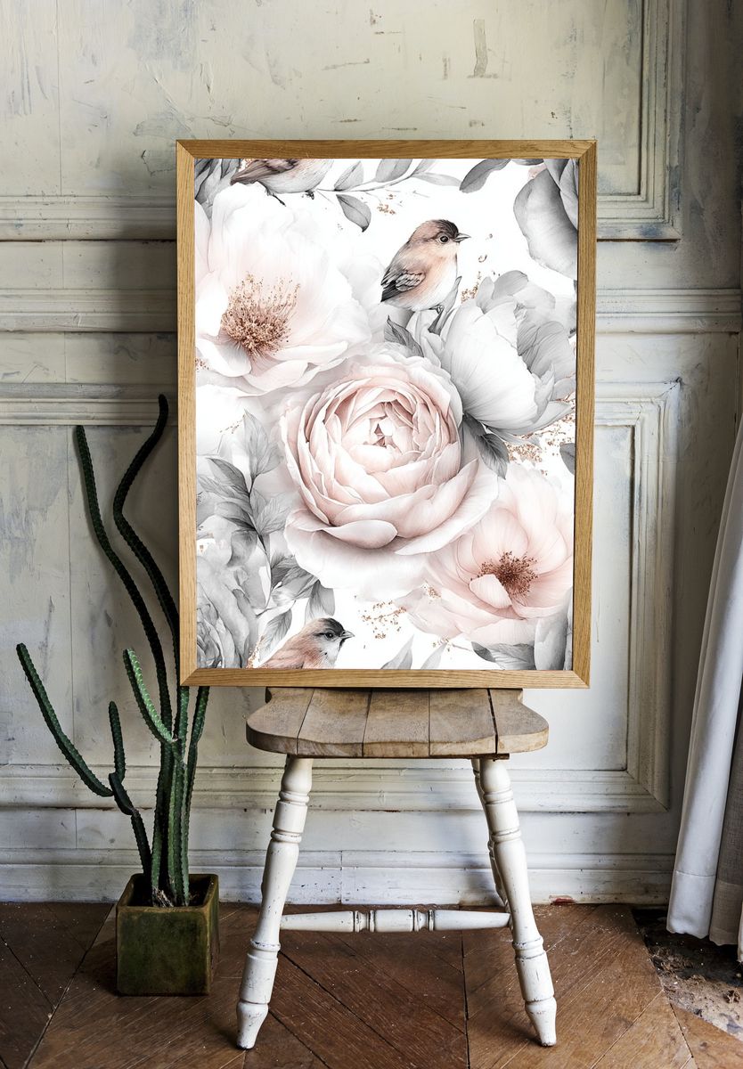 Floral Elegance — Watercolor Print. — room view 1