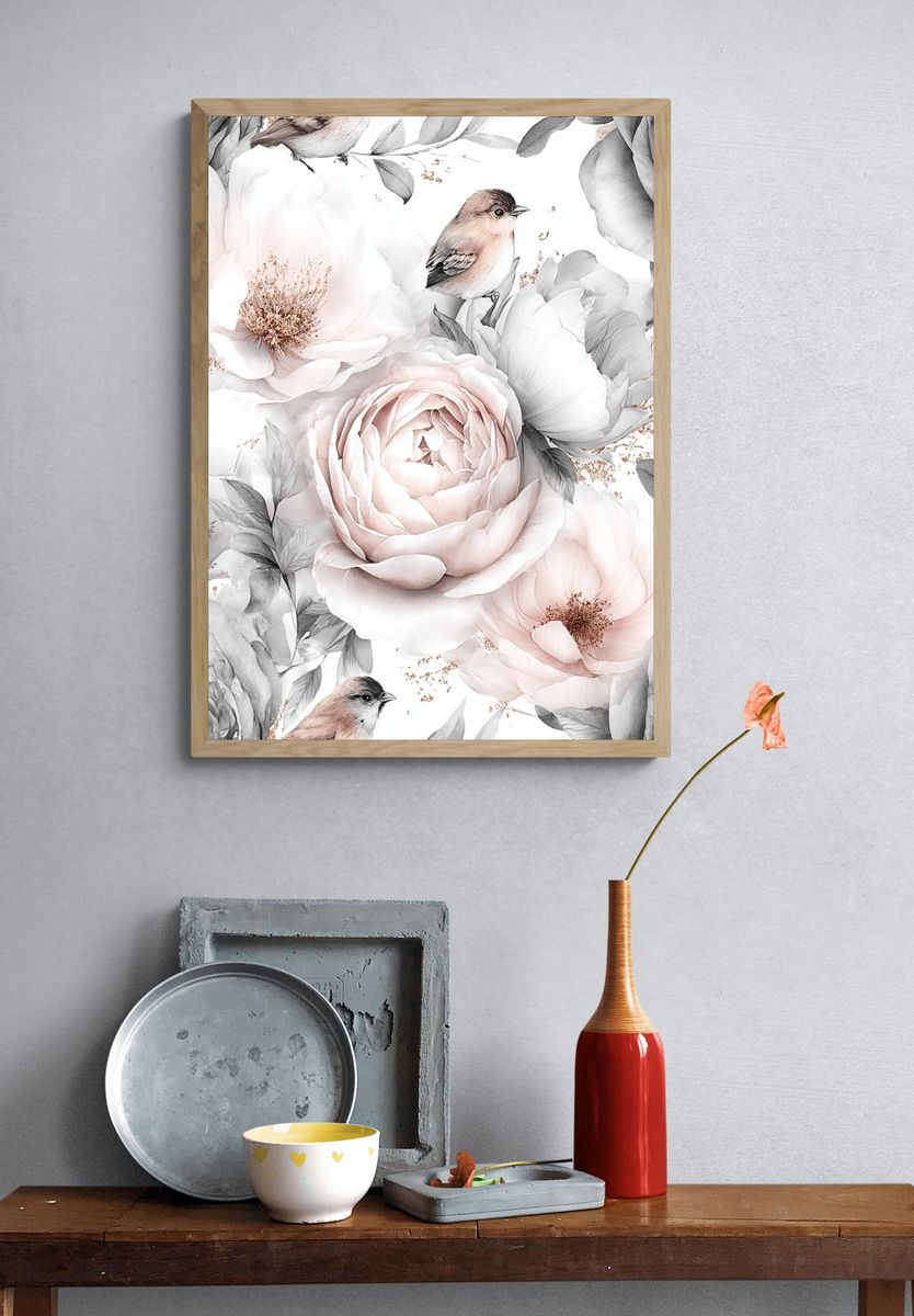 Floral Elegance — Watercolor Print. — room view 3