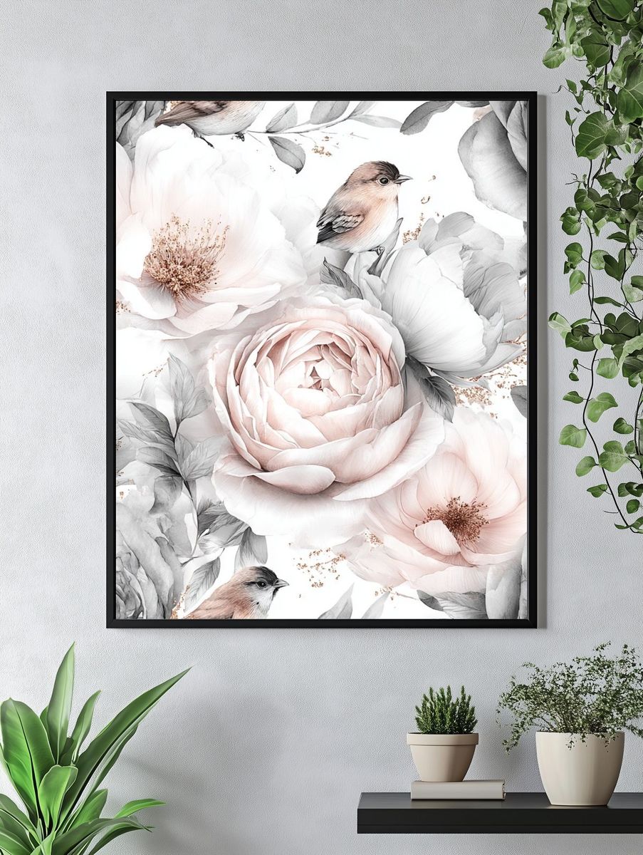Floral Elegance — Watercolor Print. — room view 4