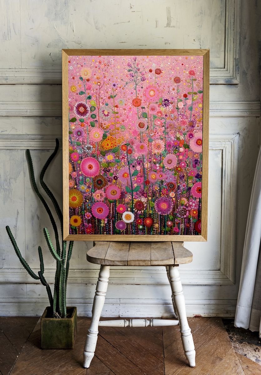 Colorful Floral Garden — Illustration Print. — room view 1