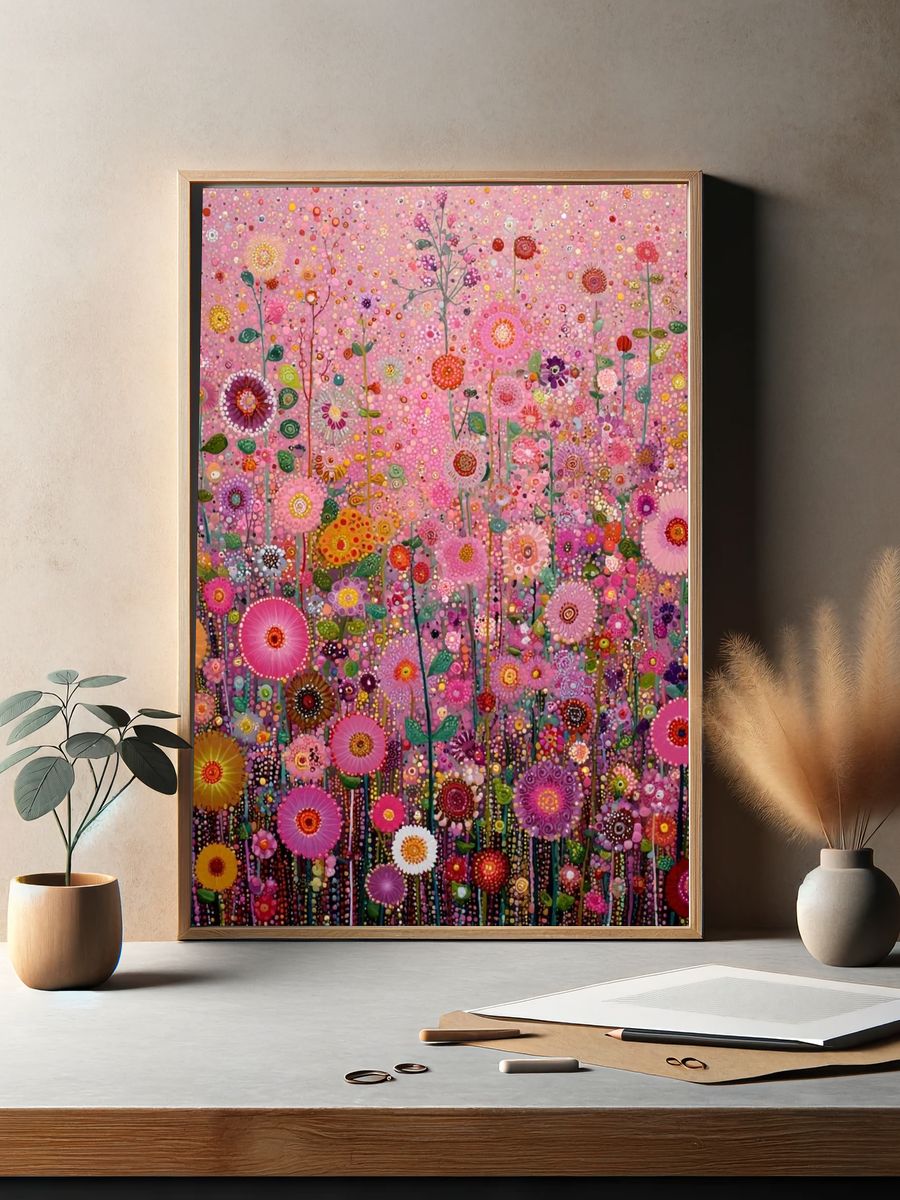 Colorful Floral Garden — Illustration Print. — room view 2
