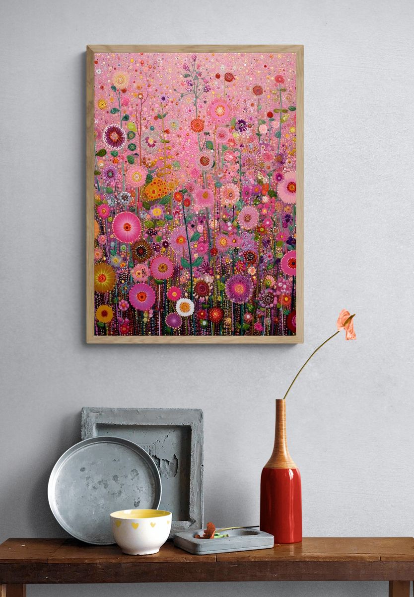 Colorful Floral Garden — Illustration Print. — room view 3