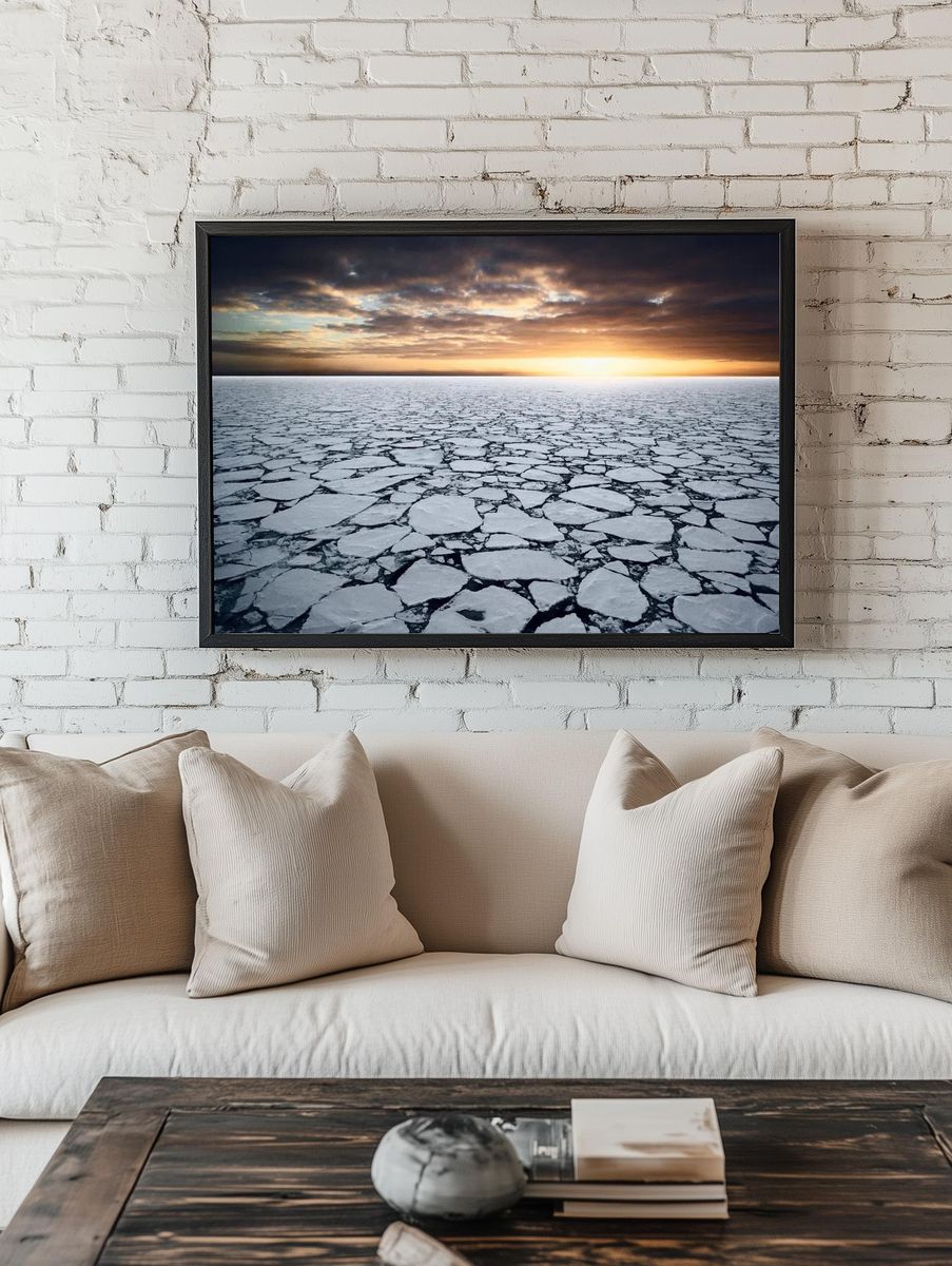 Frozen Landscape at Sunset Poster. — room view 1