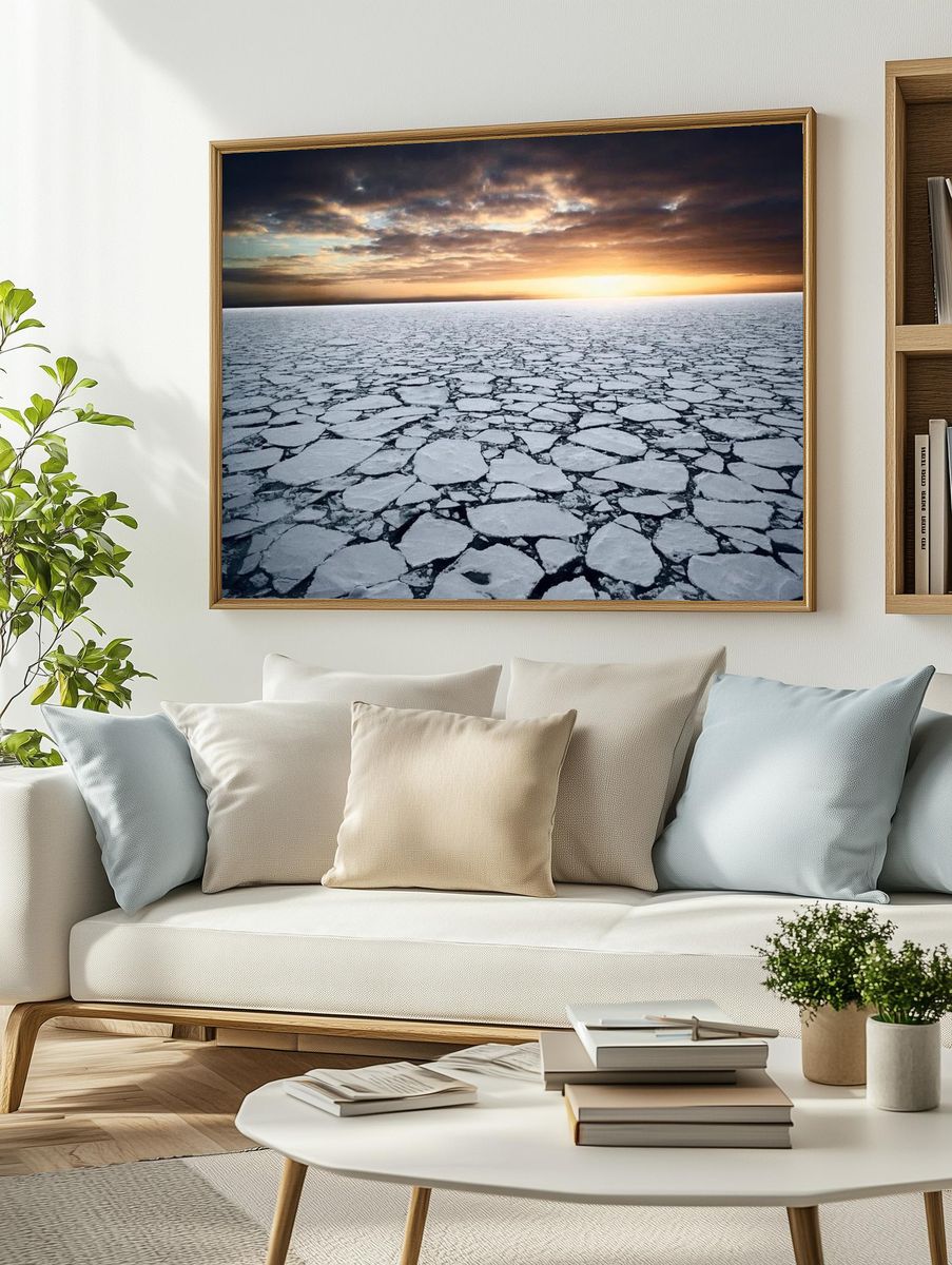 Frozen Landscape at Sunset Poster. — room view 2
