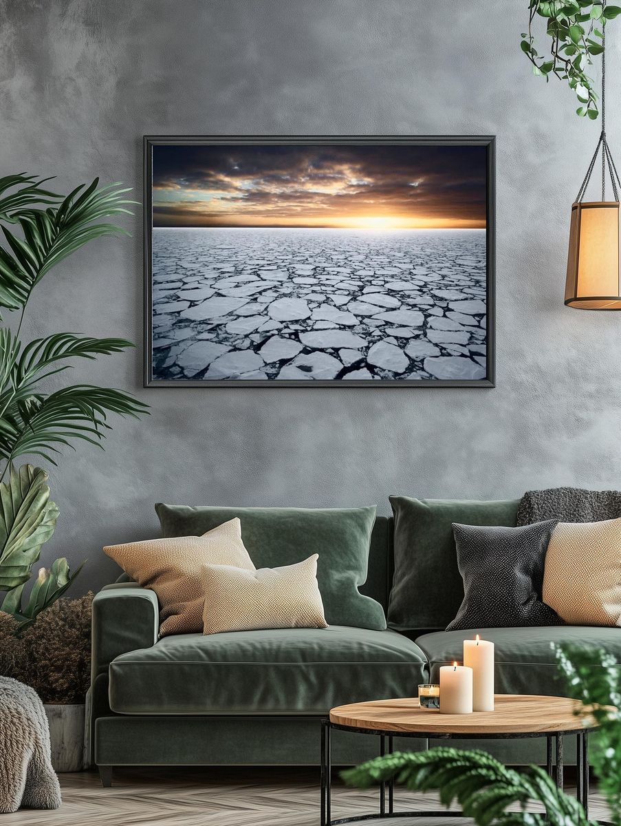Frozen Landscape at Sunset Poster. — room view 4