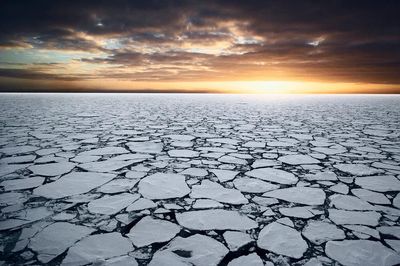 Frozen Landscape at Sunset Poster. poster