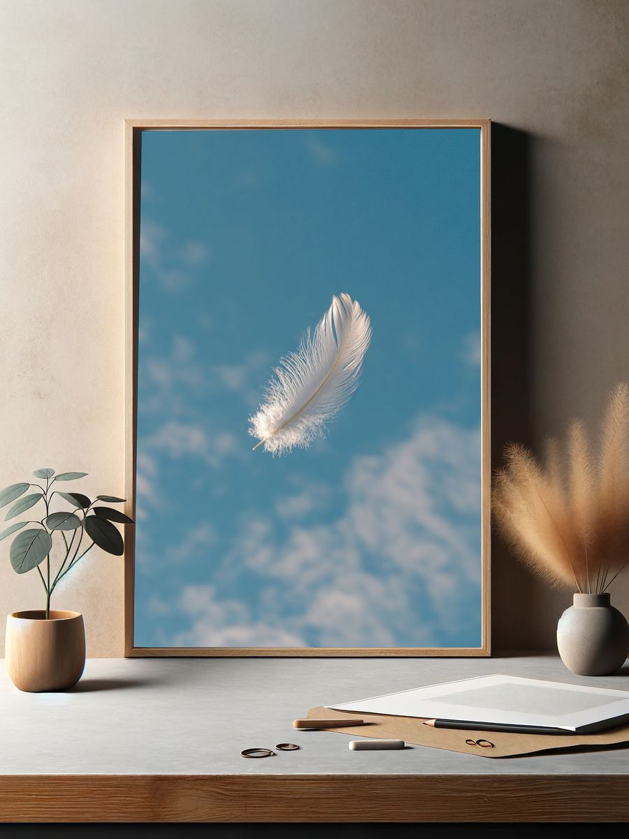 Floating Feather Sky Poster. — room view 2