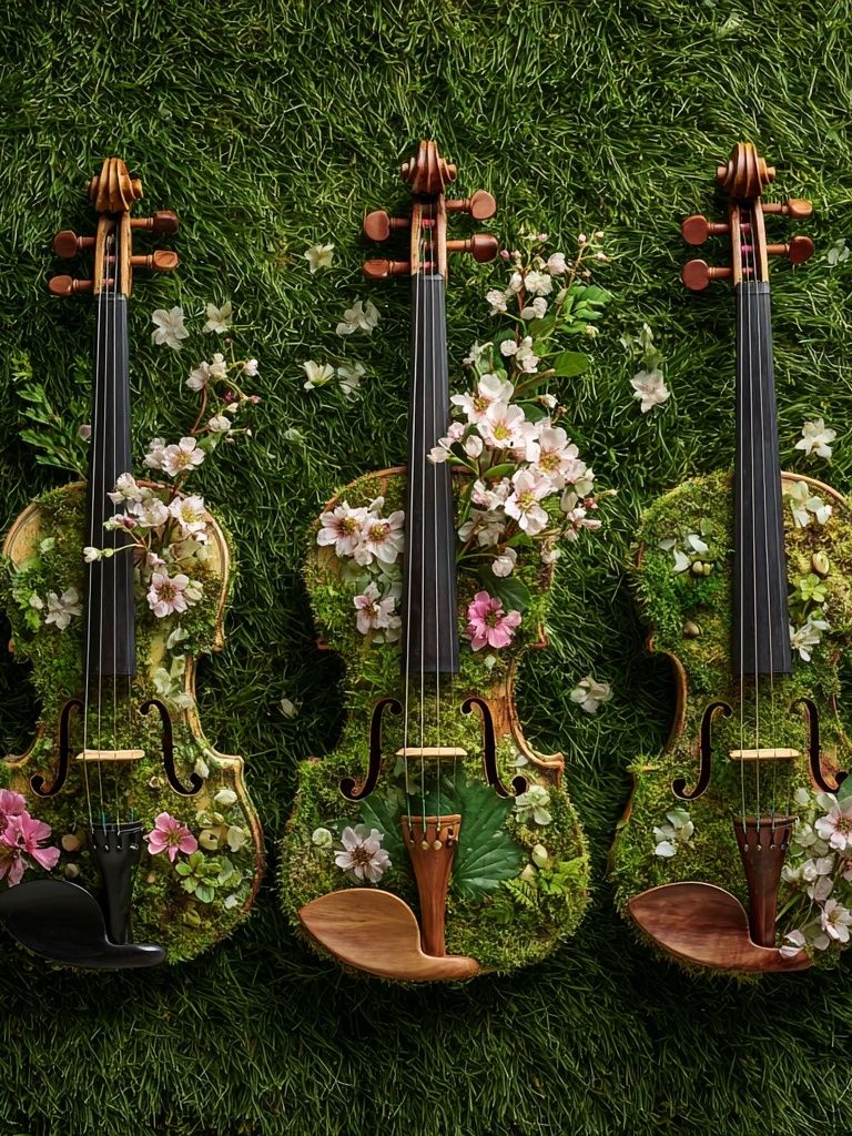 Floral Violin Trio — Nature Print. poster — nature art
