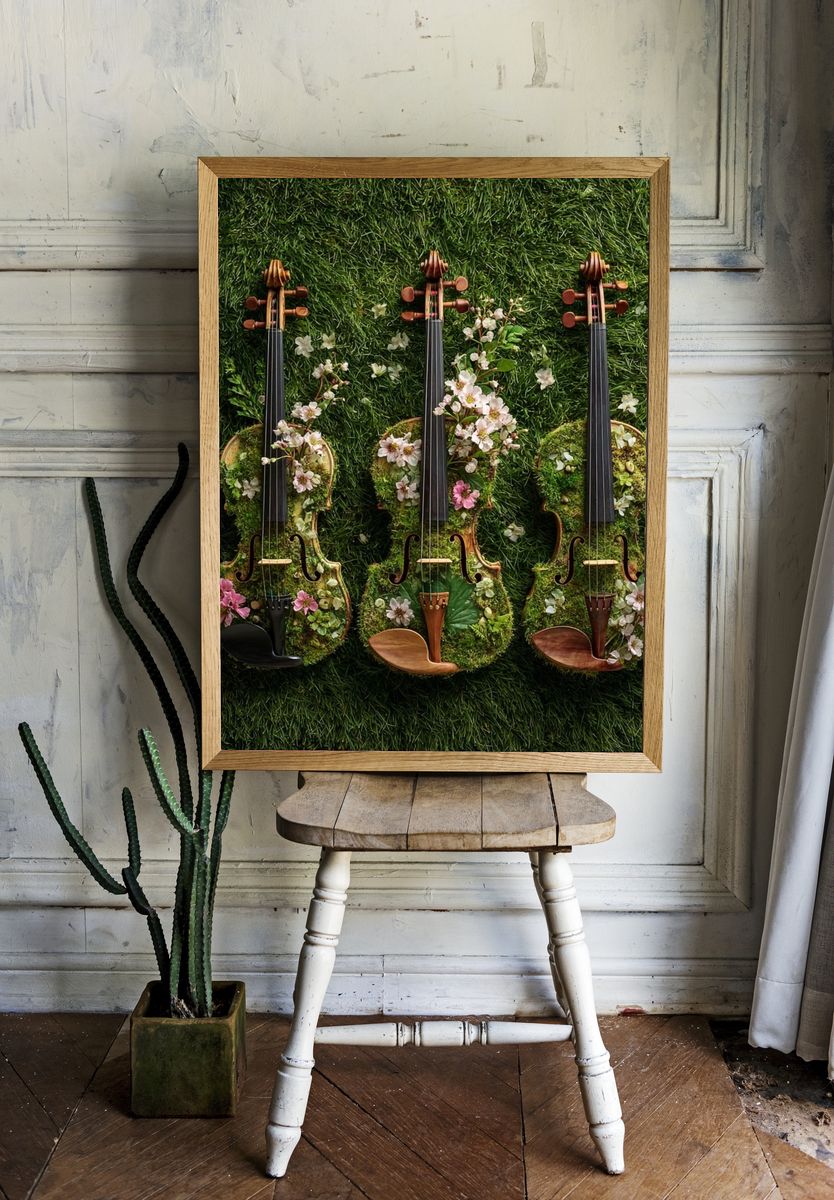 Floral Violin Trio — Nature Print. room preview