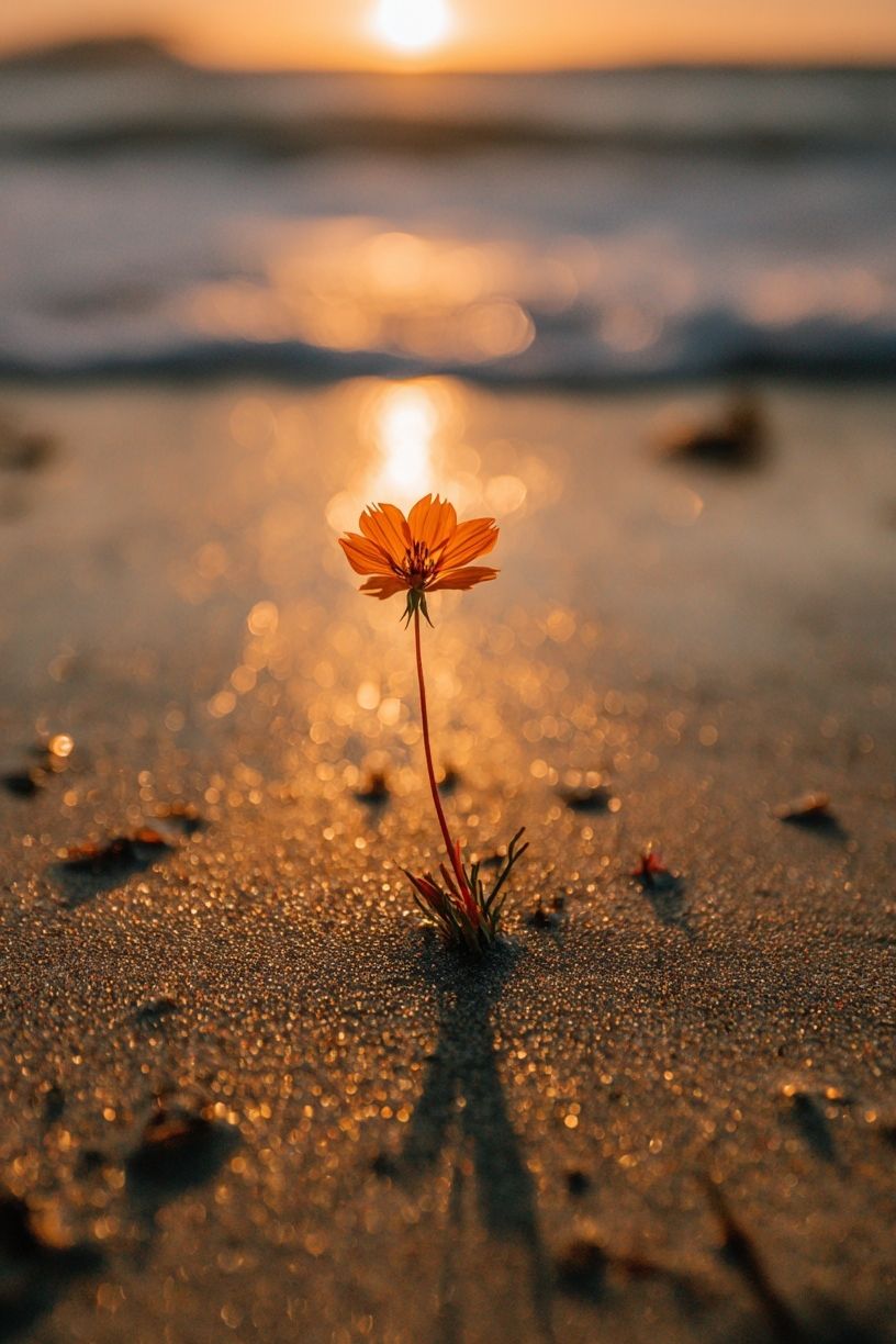 Lonely Flower at Sunset Poster. poster — nature art