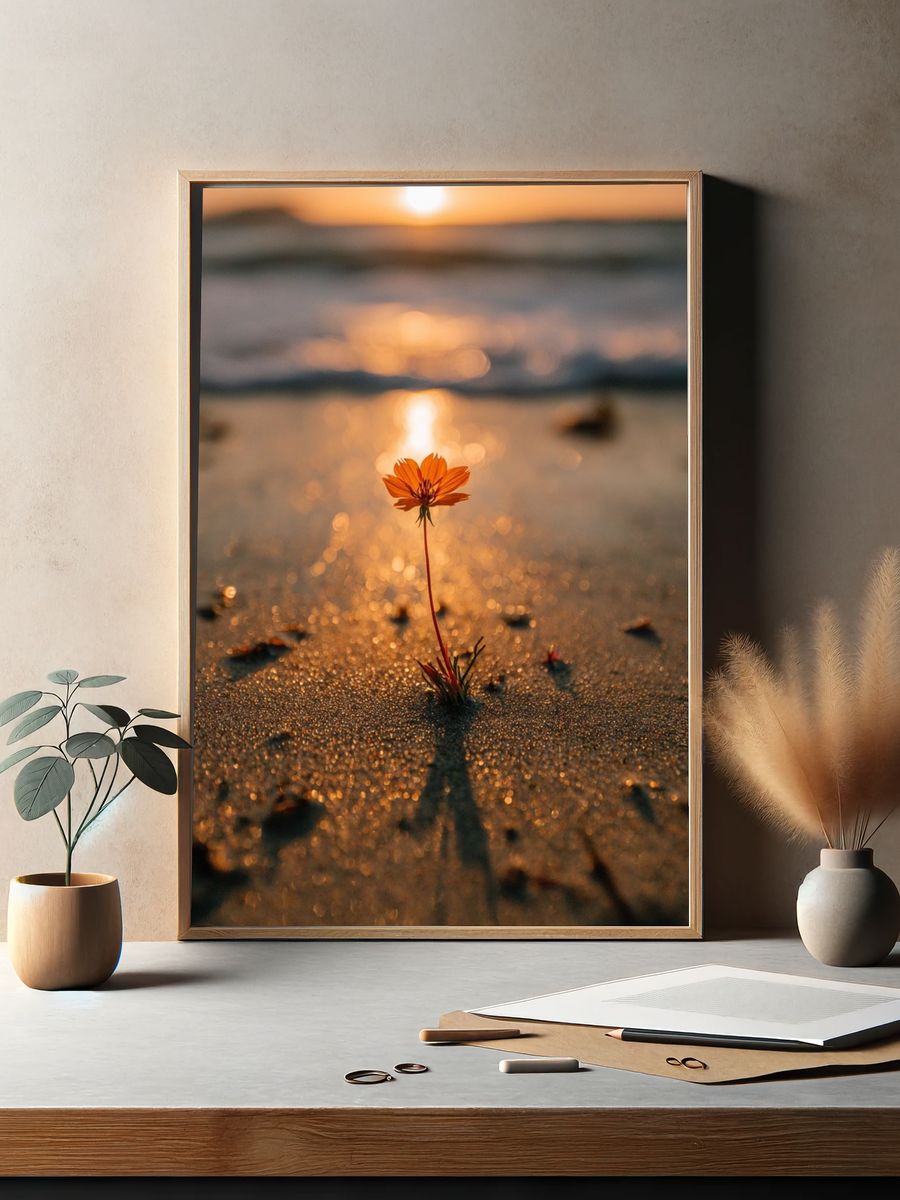 Lonely Flower at Sunset Poster. — room view 2