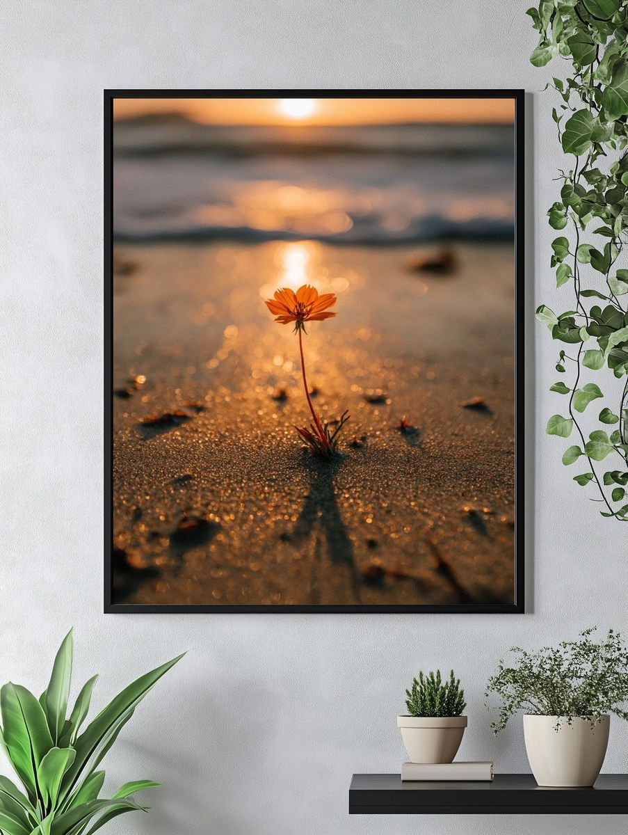 Lonely Flower at Sunset Poster. — room view 4