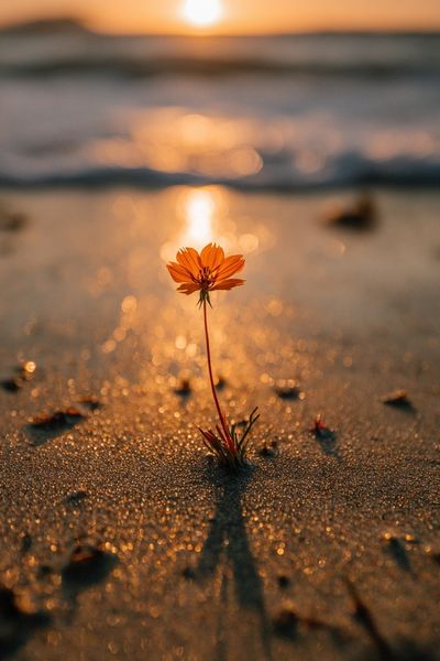 Lonely Flower at Sunset Poster. poster