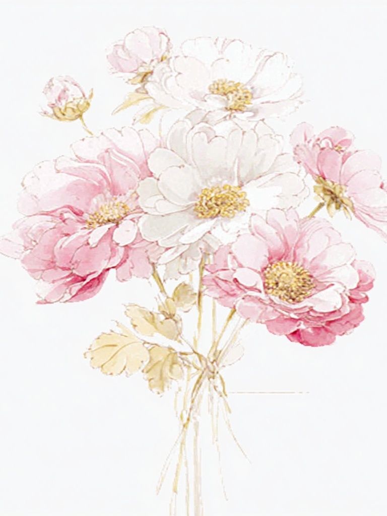 Pink and White Floral Watercolor Poster. poster — botanical art