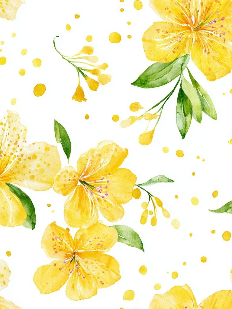 Yellow Floral Watercolor Poster. poster detail
