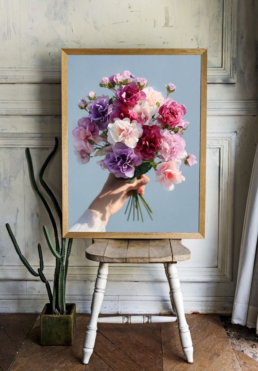 Pastel Flower Bouquet Photography Poster. — room view 1