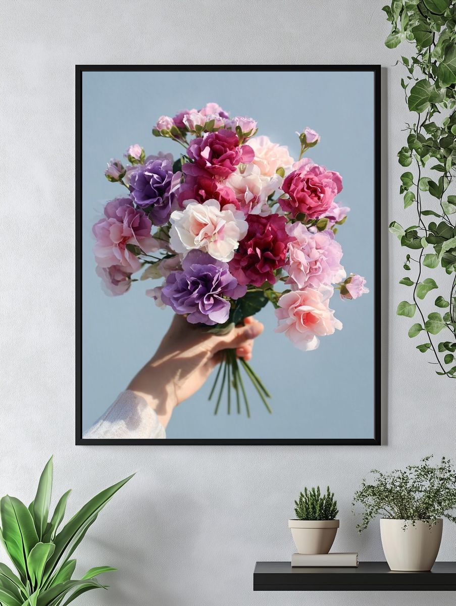 Pastel Flower Bouquet Photography Poster. — room view 4