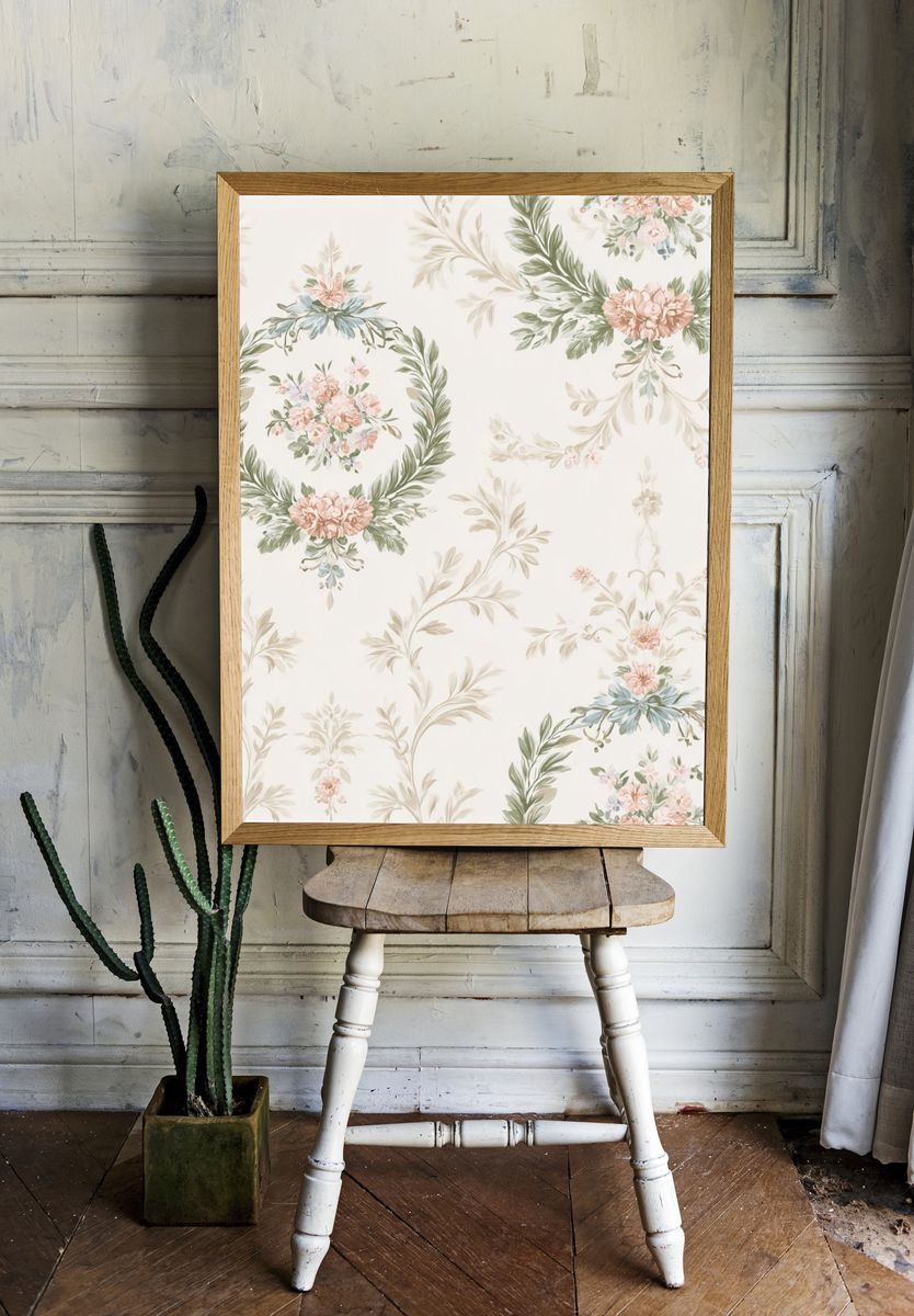 Floral Wreaths — Vintage Print. — room view 1