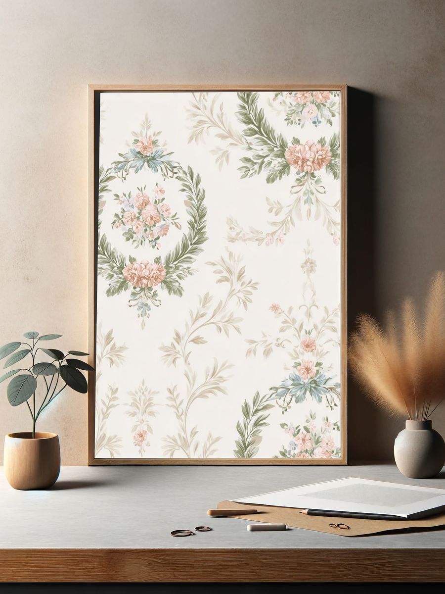 Floral Wreaths — Vintage Print. — room view 2