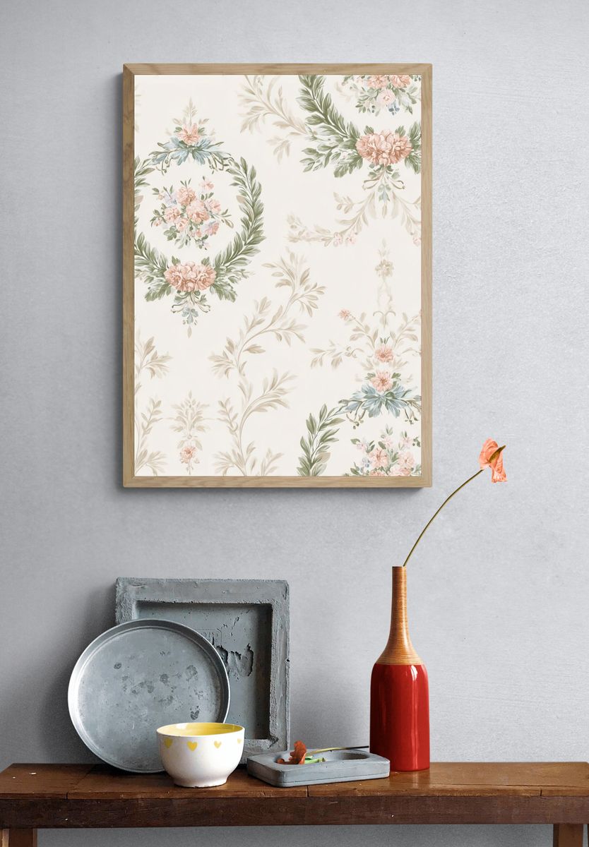 Floral Wreaths — Vintage Print. — room view 3