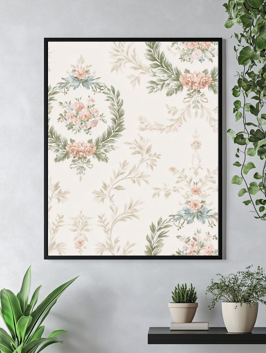 Floral Wreaths — Vintage Print. — room view 4