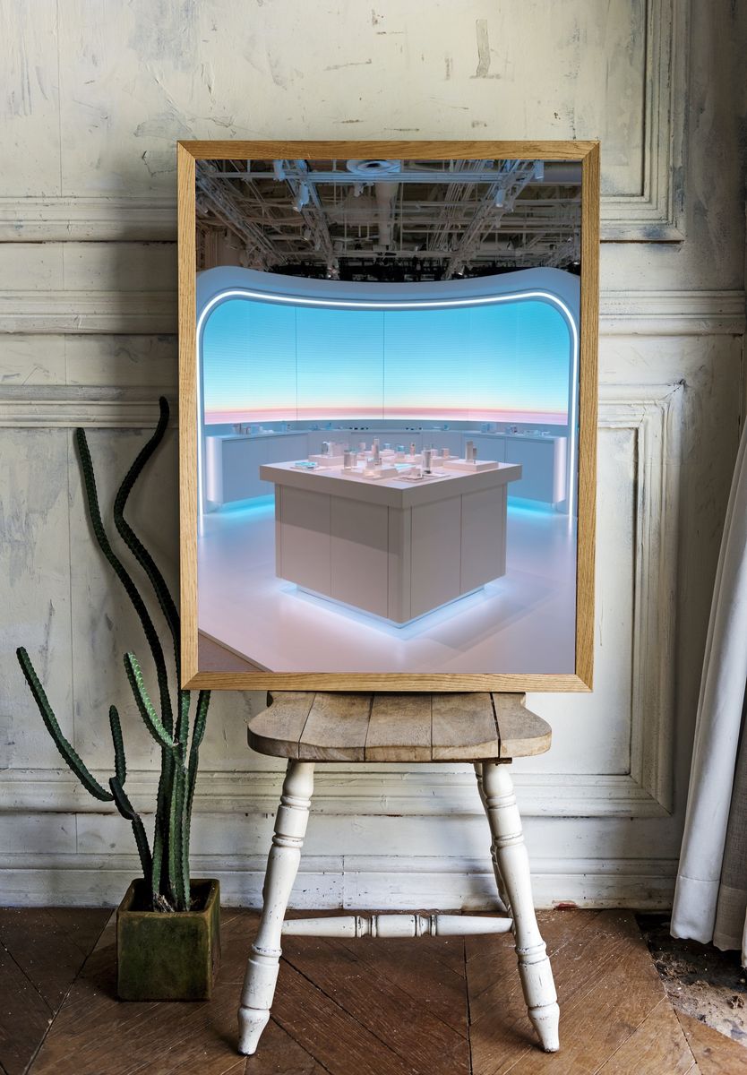 Futuristic Minimal Interior Poster. room preview