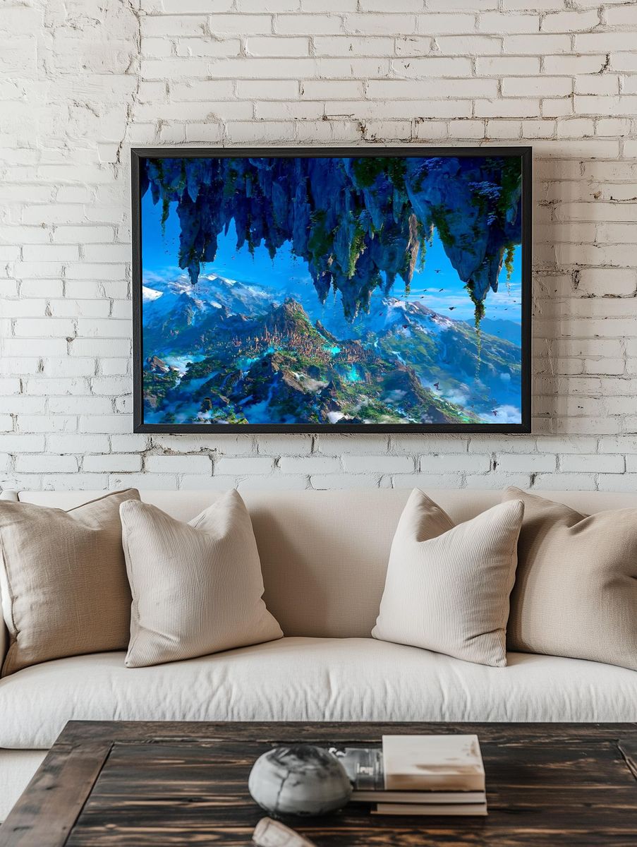 Floating Mountain Kingdom Fantasy Print. — room view 1