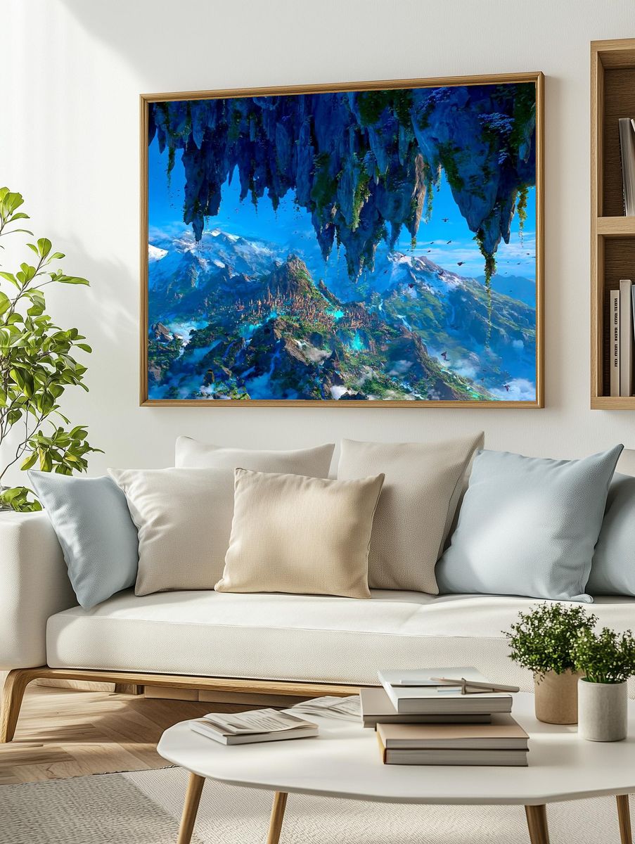 Floating Mountain Kingdom Fantasy Print. — room view 2