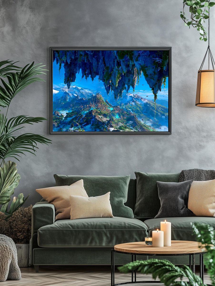 Floating Mountain Kingdom Fantasy Print. — room view 4