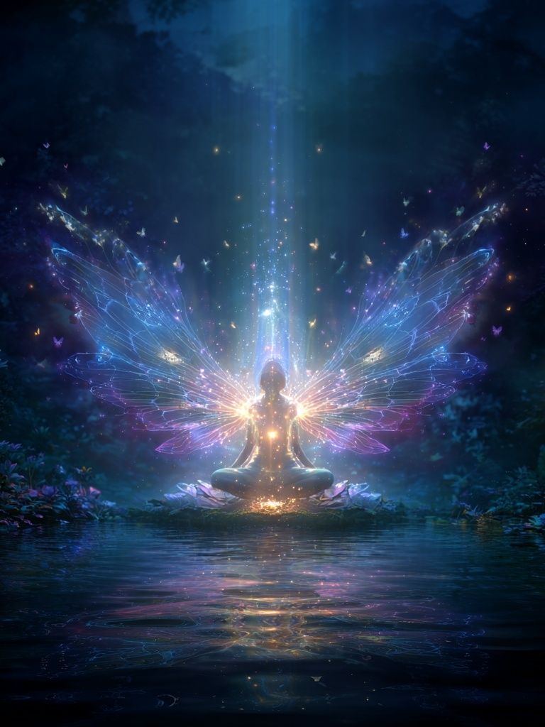 Mystical Fairy Meditation — Digital Art Print. poster detail