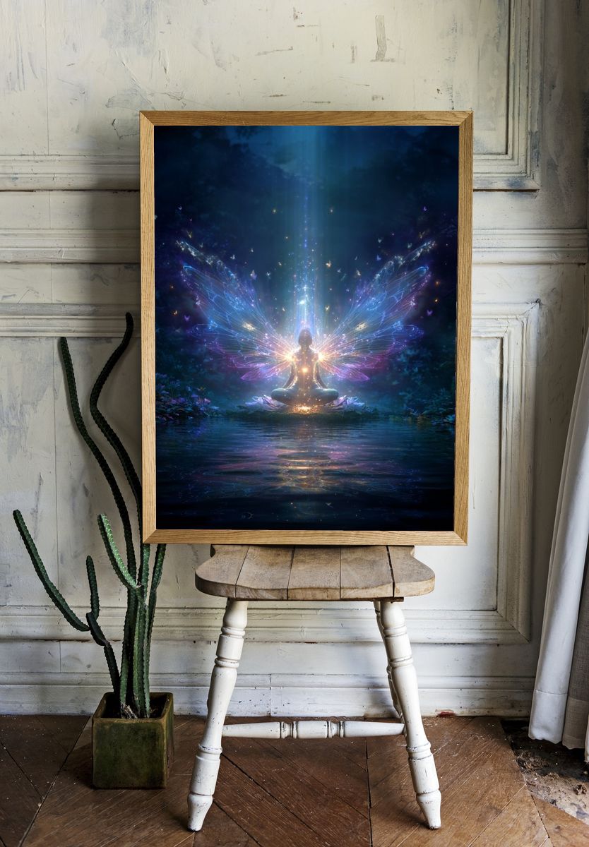 Mystical Fairy Meditation — Digital Art Print. — room view 1
