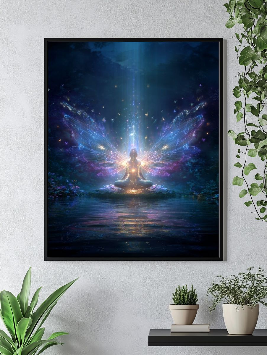 Mystical Fairy Meditation — Digital Art Print. — room view 4