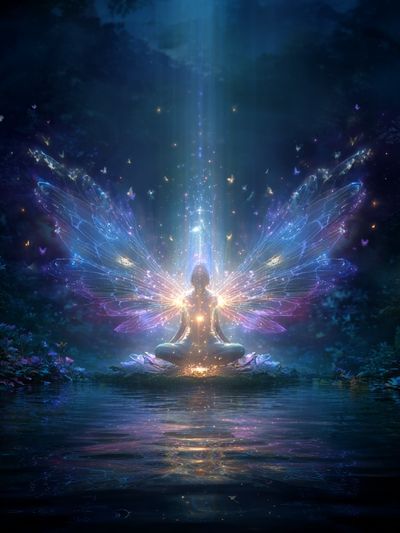 Mystical Fairy Meditation — Digital Art Print. poster