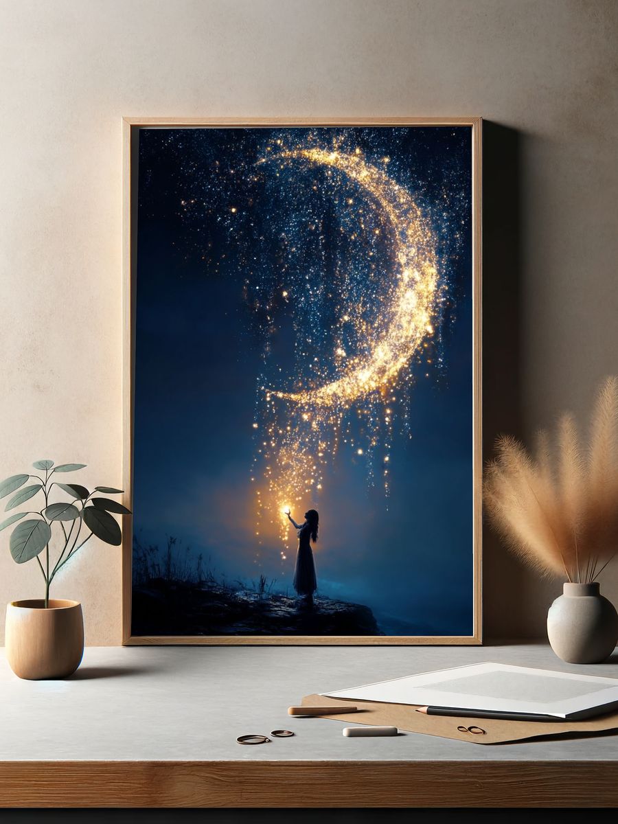 Girl with Magical Moonlight — Fantasy Print. — room view 2