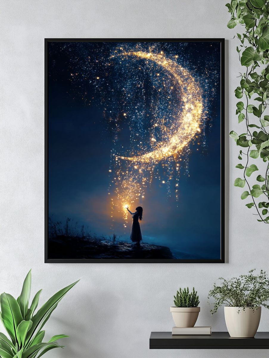 Girl with Magical Moonlight — Fantasy Print. — room view 4