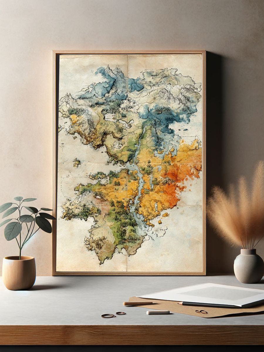 Fantasy Map — Vintage Print. — room view 2