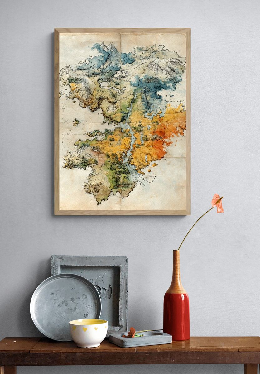 Fantasy Map — Vintage Print. — room view 3