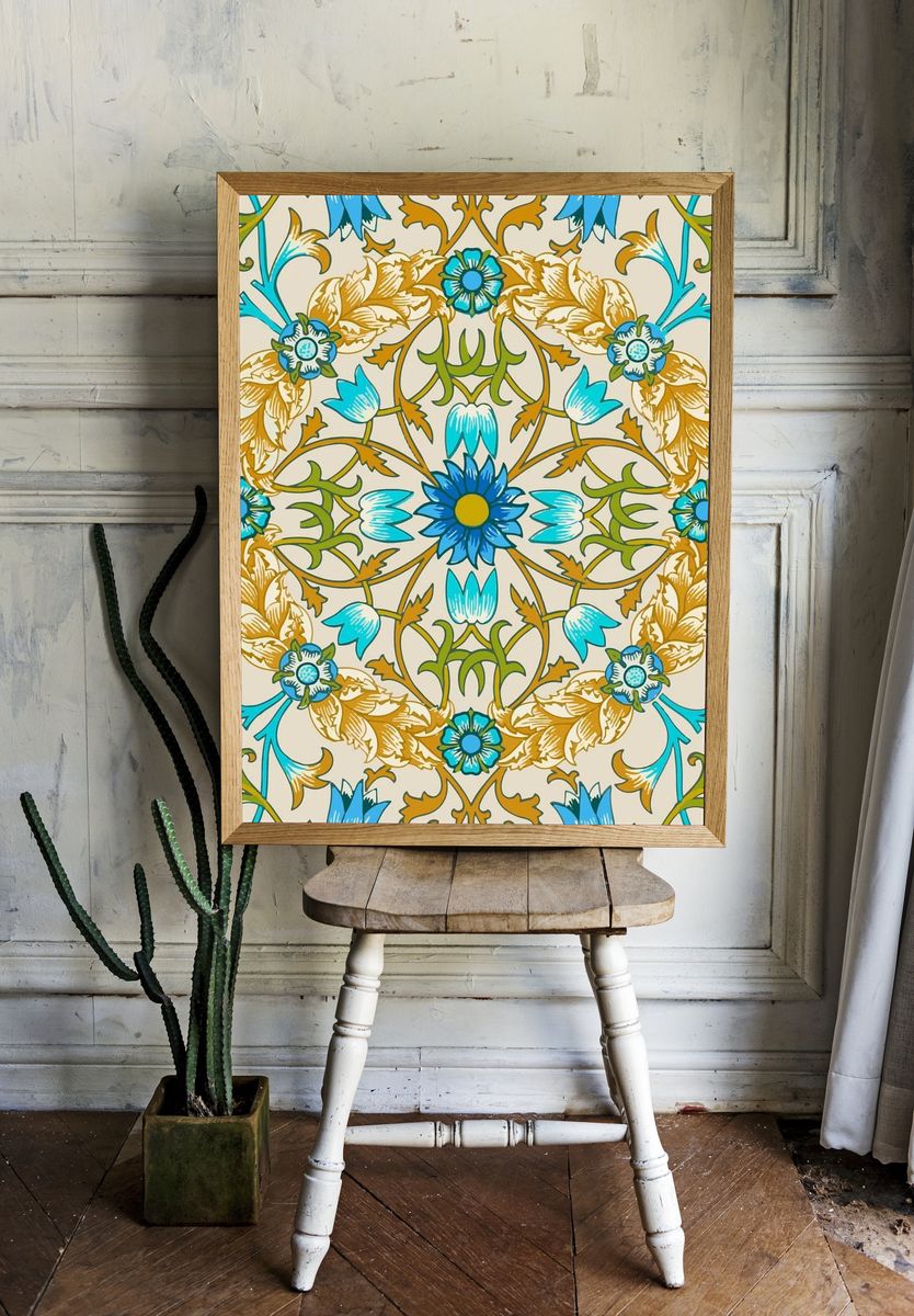 Floral Mandala — Vintage Print. — room view 1