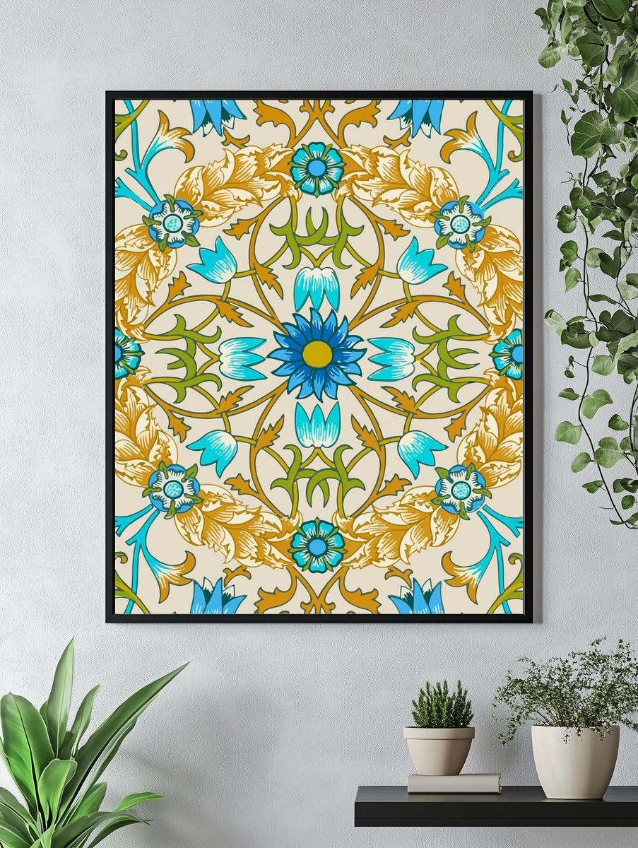 Floral Mandala — Vintage Print. — room view 4