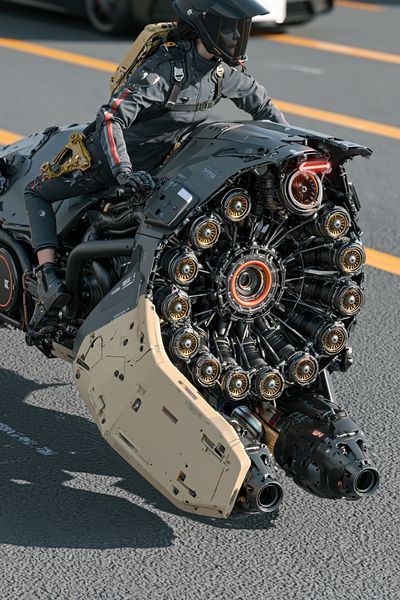 Futuristic Motorcycle Rider Poster. poster