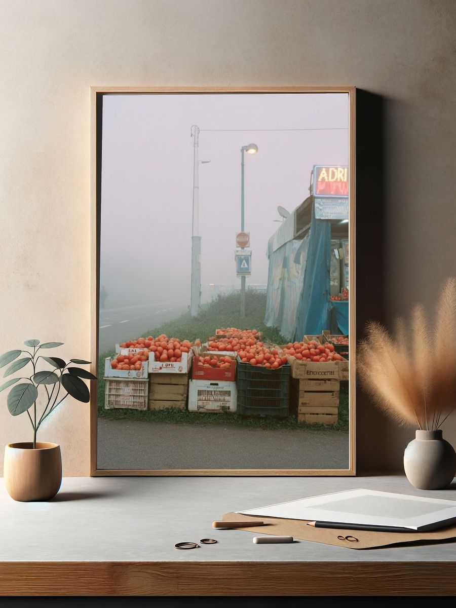 Foggy Market Scene — Photography Print. — room view 2