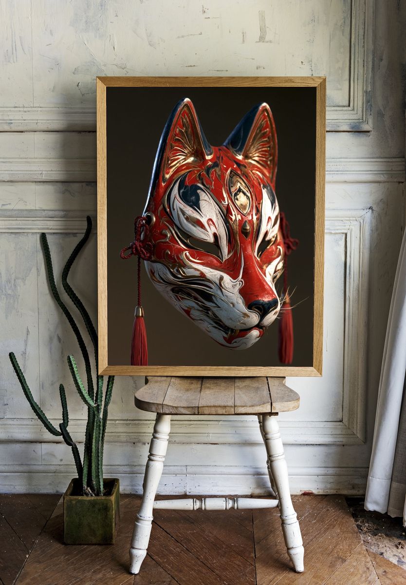 Fox Mask Illustration Poster. room preview