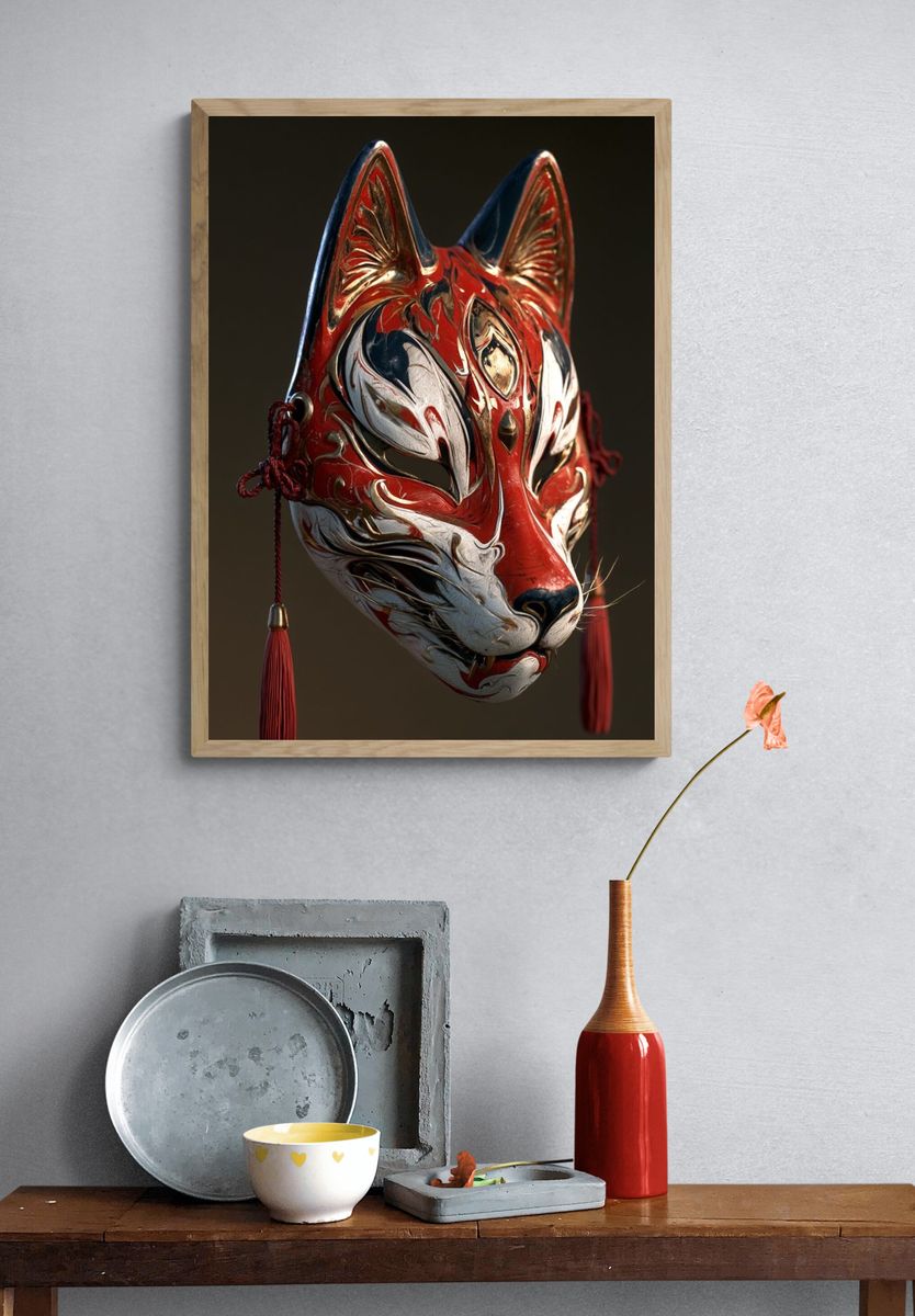 Fox Mask Illustration Poster. — room view 3