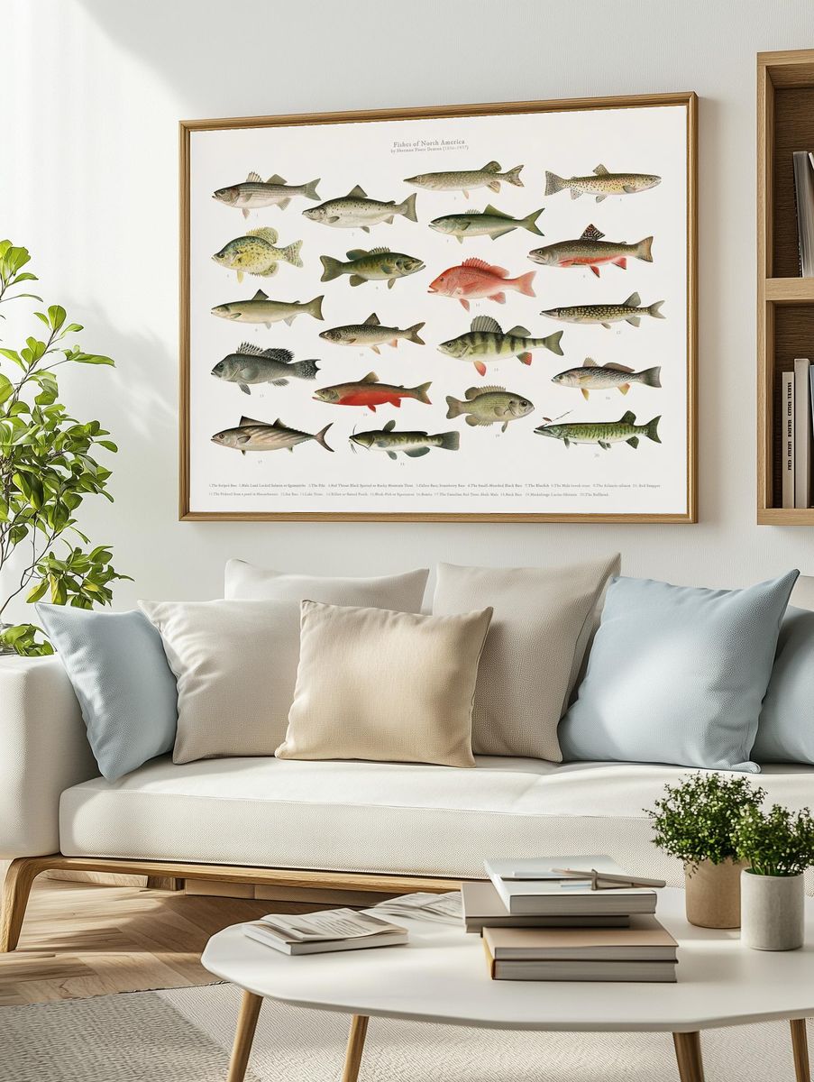 Fishes of North America — Vintage Print. — room view 2