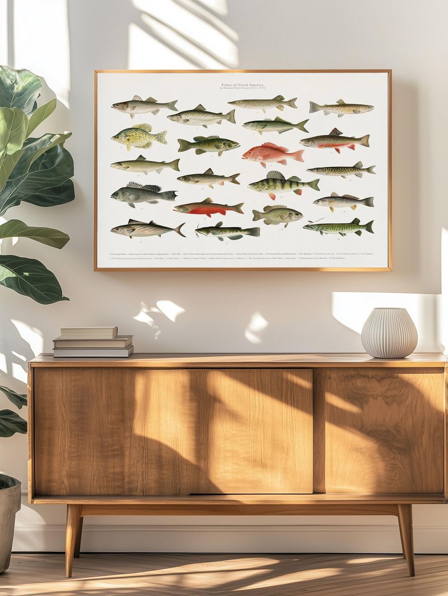 Fishes of North America — Vintage Print. — room view 3