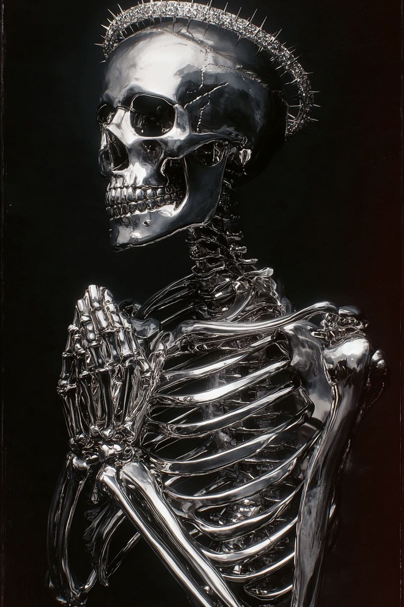 Chrome Skeleton Halo Poster. poster — fine-art art