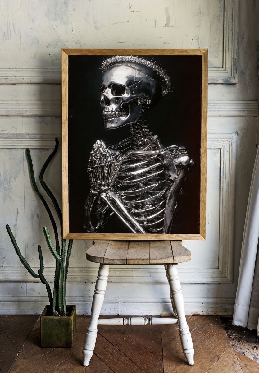 Chrome Skeleton Halo Poster. — room view 1